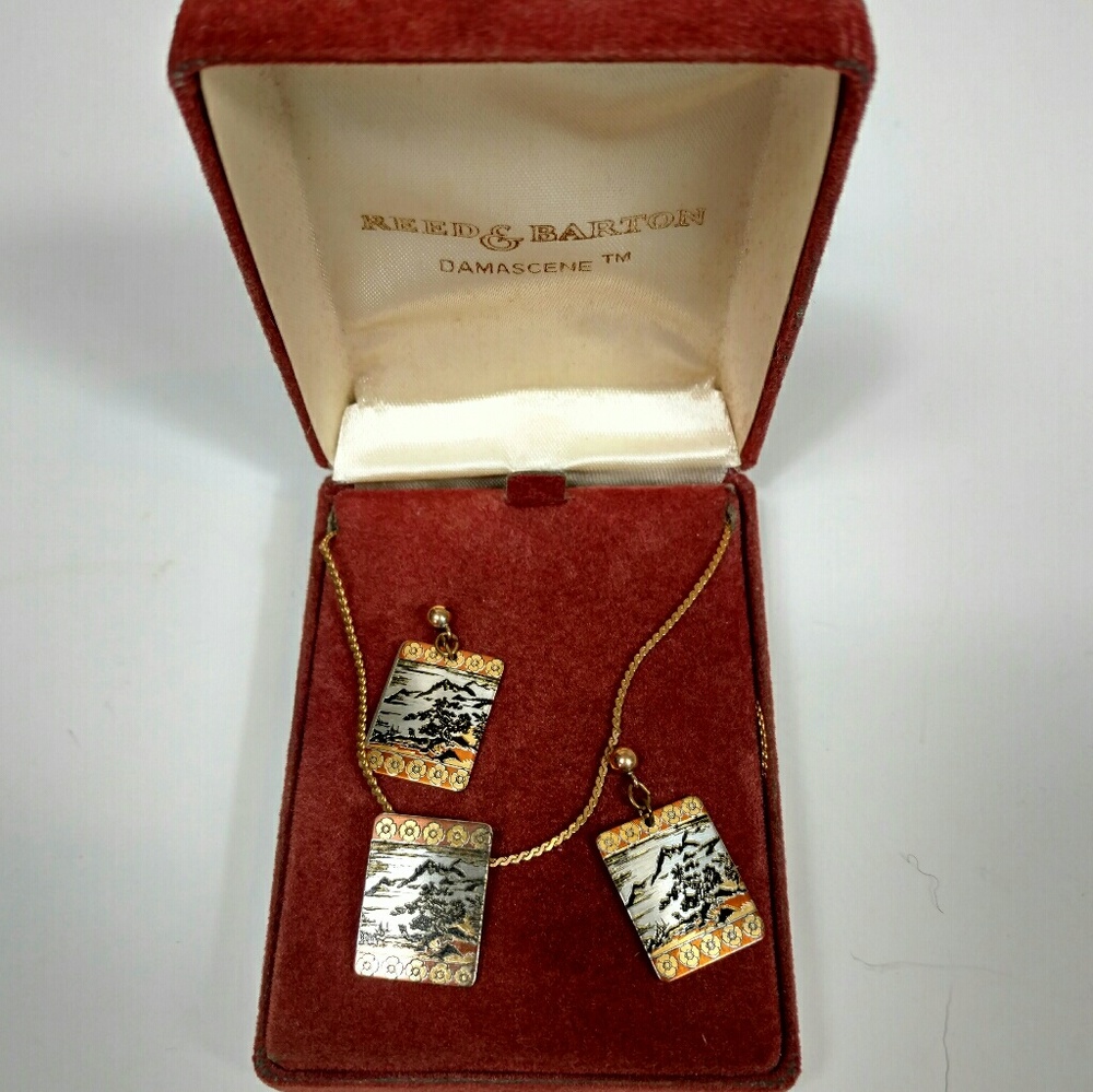 Vintage Reed Barton Damascene necklace & earrings