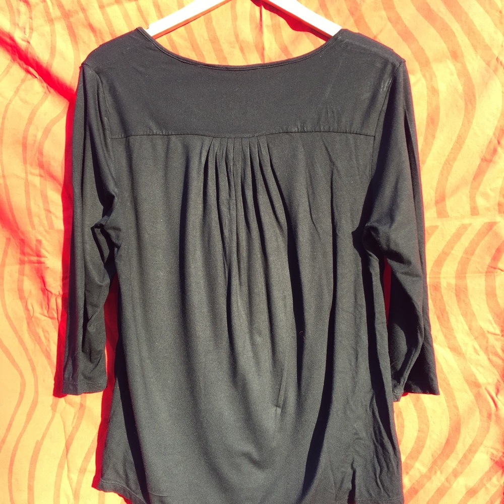 Black Kate Hill Viscose Knit Shirt with Gathers - Picture 5 of 5