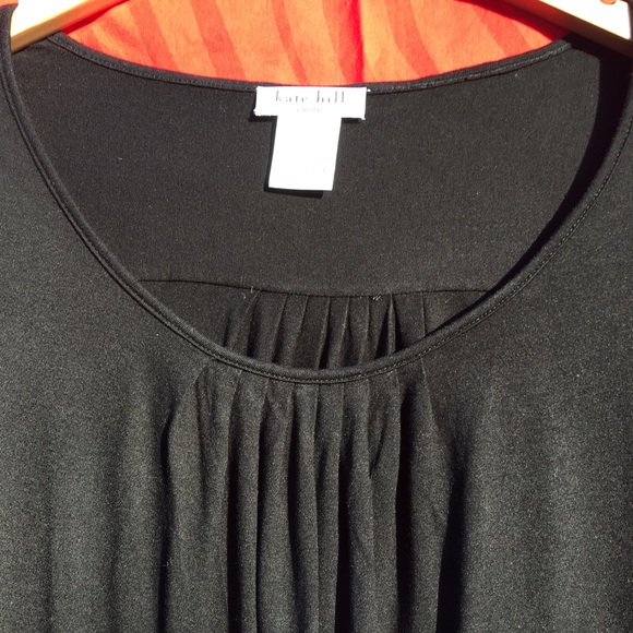 Black Kate Hill Viscose Knit Shirt with Gathers - Picture 2 of 5