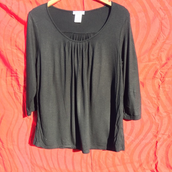 Black Kate Hill Viscose Knit Shirt with Gathers - Picture 4 of 5