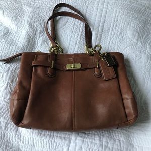 Tan leather Coach purse