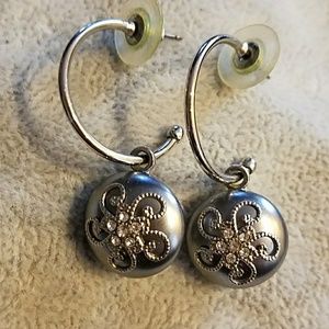 Small Silver Blue Hoop Earrings