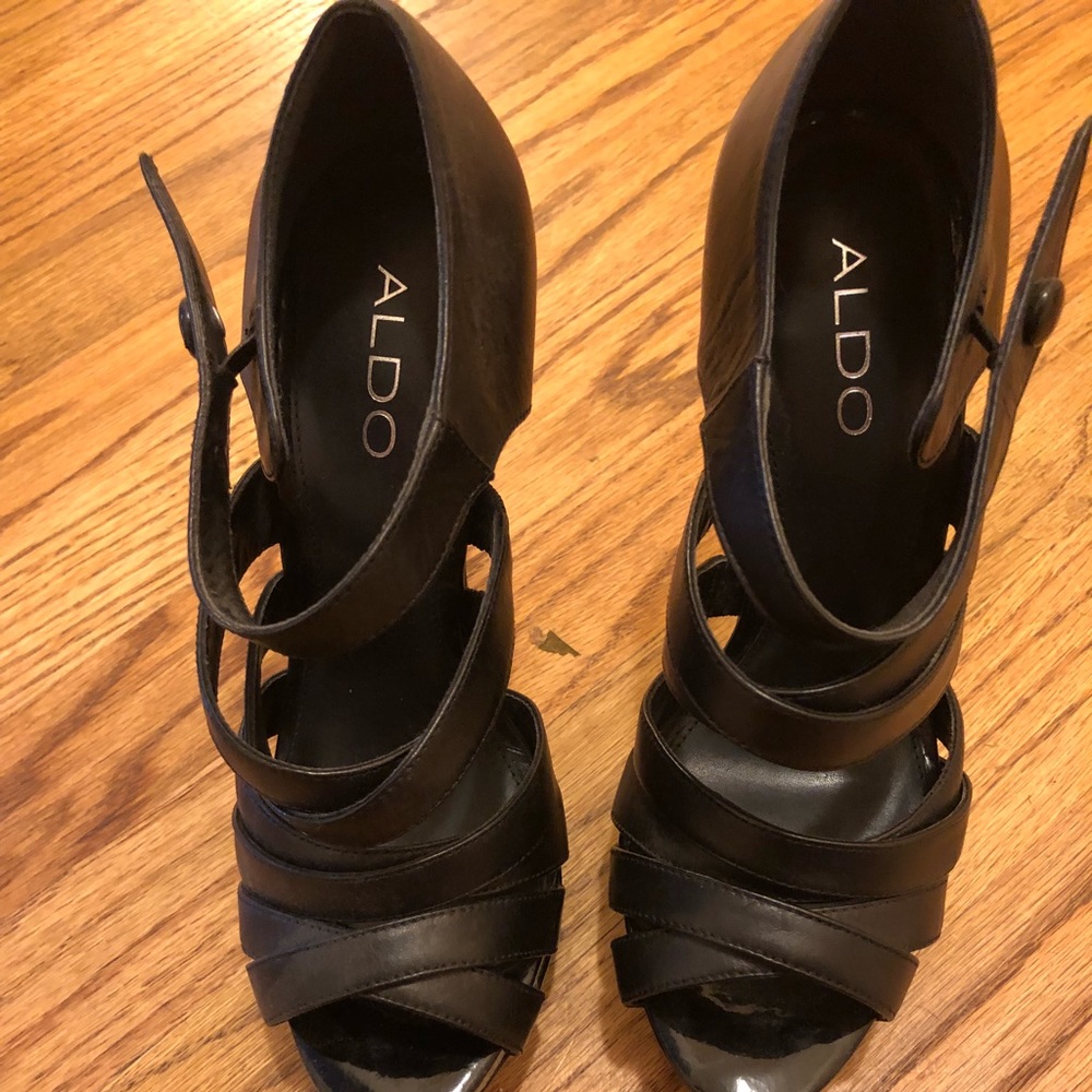 Aldo Black Strappy Heels