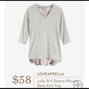 Loveappella grey knit blouse with floral back