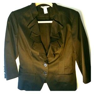 Black 2 button Ruffle Blazer