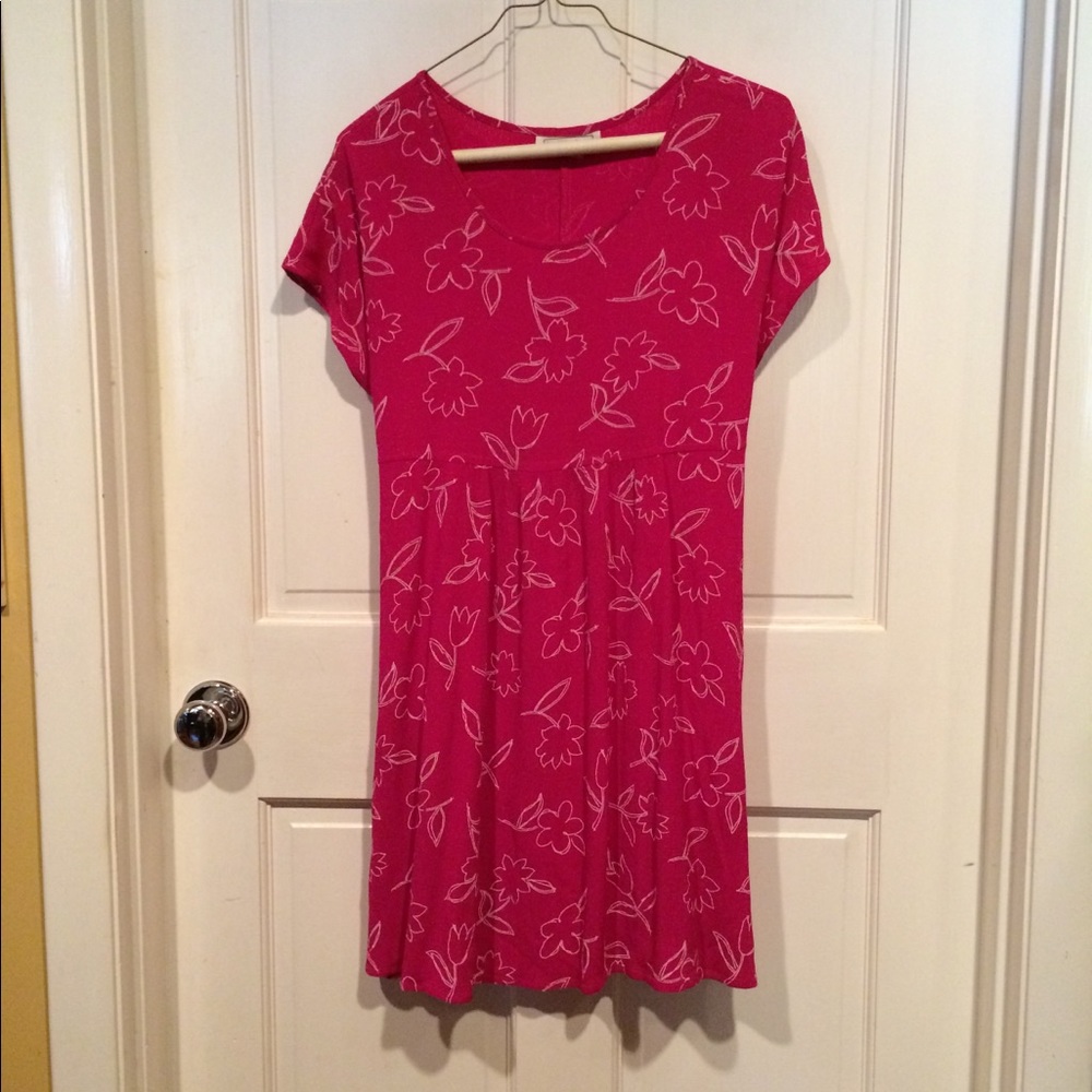 Pink and white flowered dress