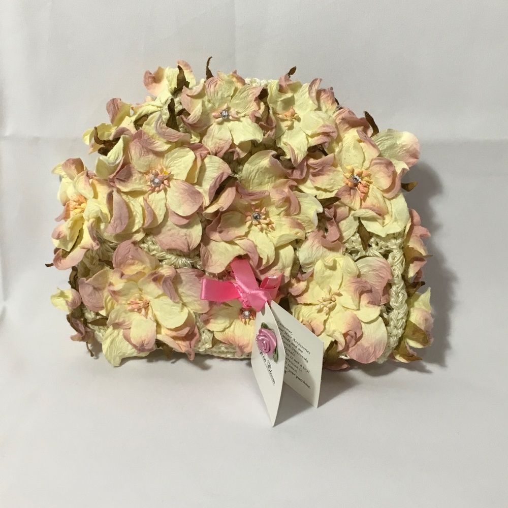 Infant handmade beanie with flowers