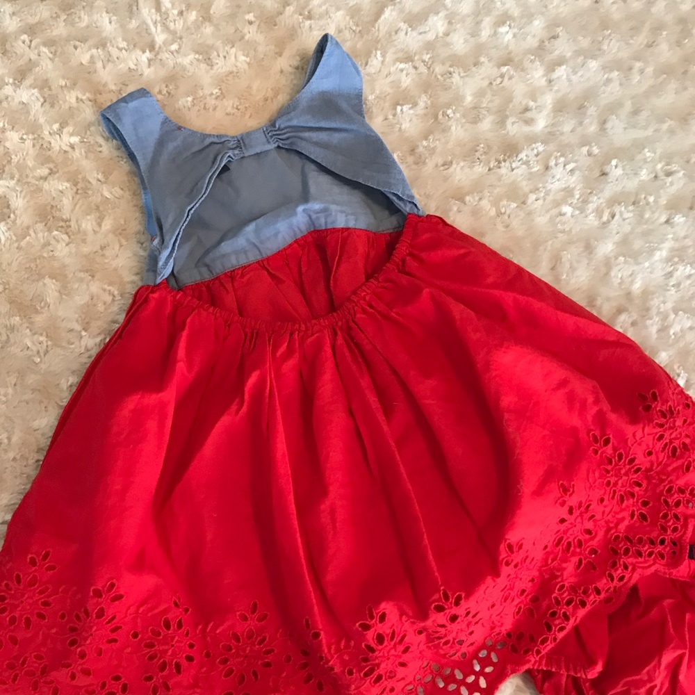 Red and denim dress