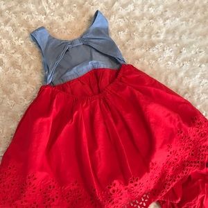 Red and denim dress