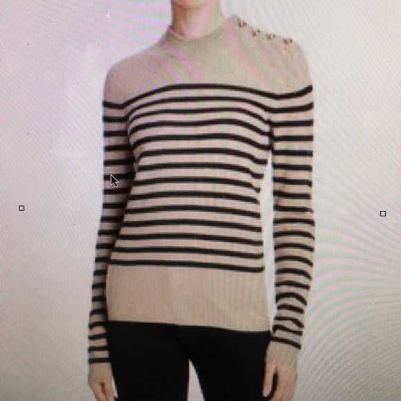 Aqua Sweaters - Aqua Cashmere mock neck cashmere stripe sweater