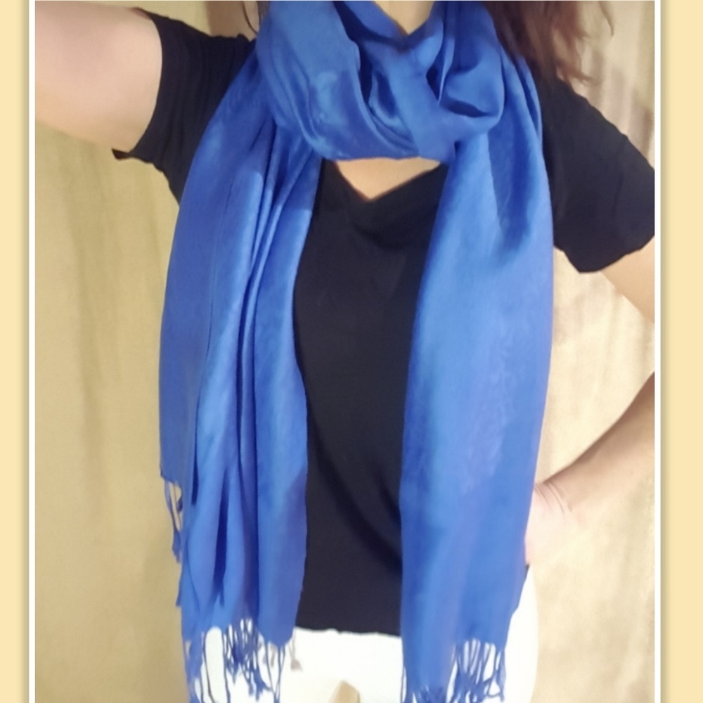 Royal Blue Scarf with Fringe