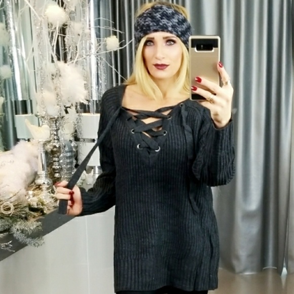 CHARCOAL GRAY OVERSIZED SWEATER - Picture 3 of 4