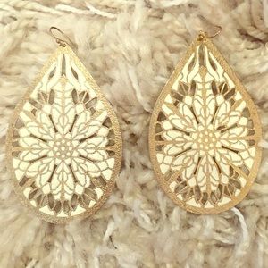 White and Gold Earrings