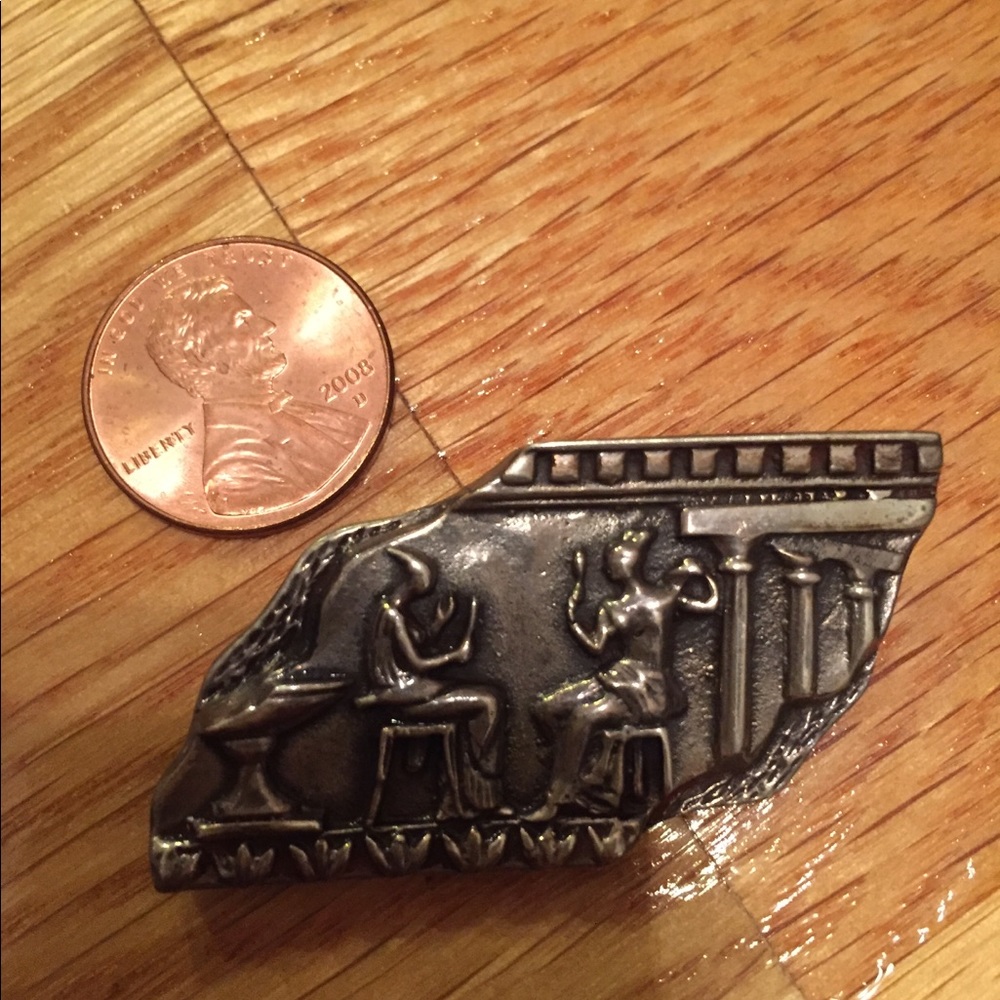 Greek Parthenon Relief Brooch Pin