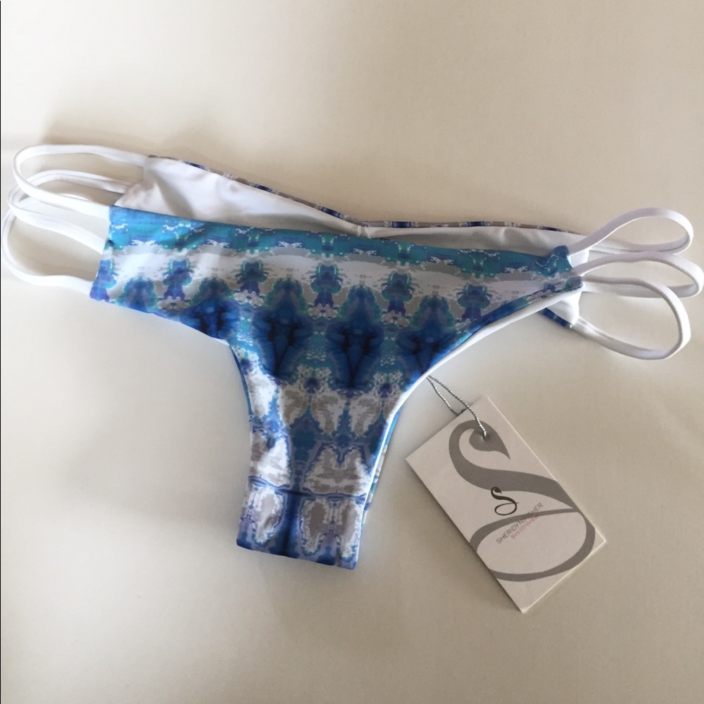 Blue cheeky bikini bottoms