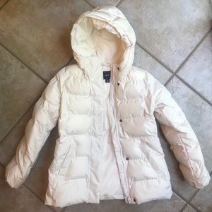 Gap Kids White Puffer PrimaLoft Hooded Puffer Coat