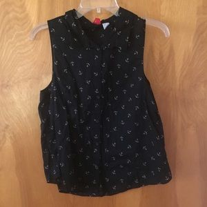 H&M Black Anchor Tank Top Size 10 Medium