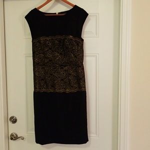 Black and Gold Lace Dress - Size 12