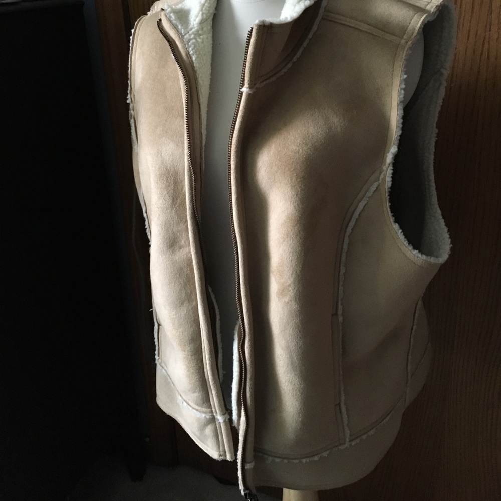 Great Sherpa lined suede like vest