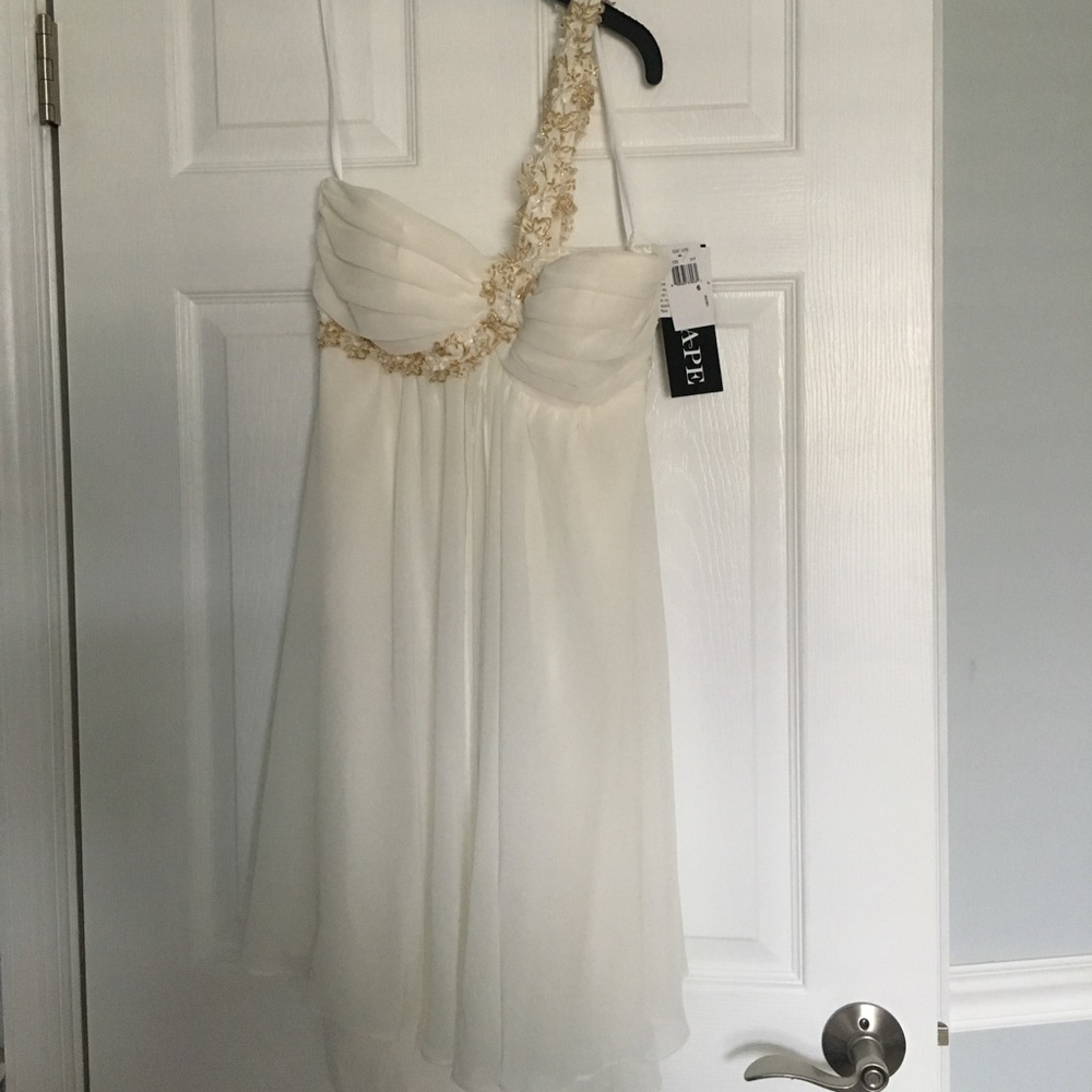 very elegant one strap short dress-zipper in back