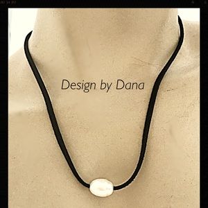 Black Suede-Necklace-Freshwater Pearl Adjustable