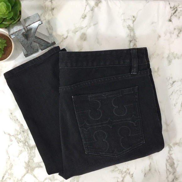 Tory Burch Denim - Tory Burch logo pocket black super skinny jeans