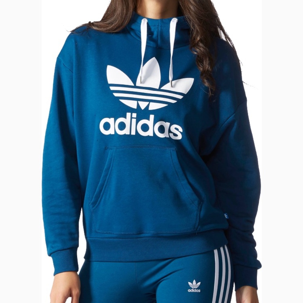 Women’s Adidas Original Trefoil Hoodie Blue/White