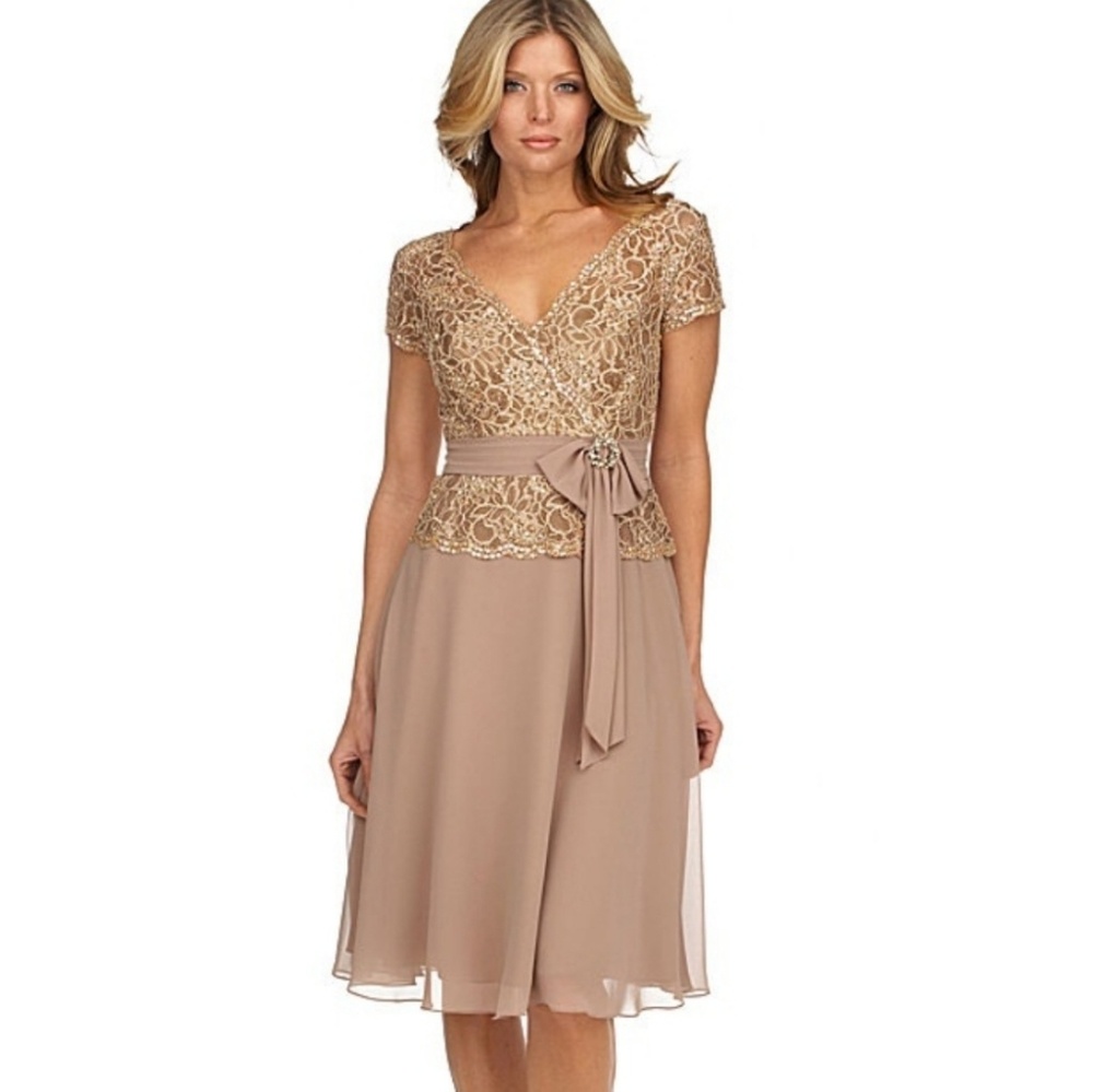 Mocha Sequin & Lace Dress