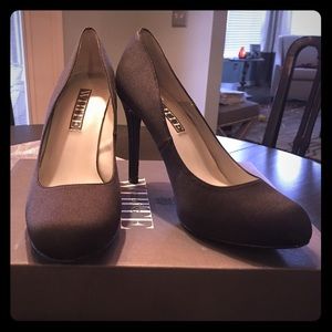 White by Vera Wang Black Satin Pumps