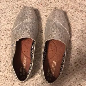 Toms Silver Glitter Flats