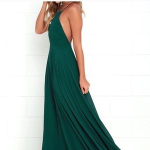 LuLus Mythical Kind Of Love Dark Green Maxi Dress