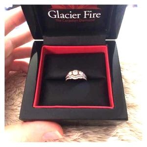 Glacier Fire Engagement Ring and Wedding Band