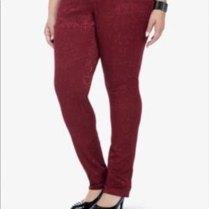 Torrid Size 24 Red Floral Lace Denim Pants- NWT