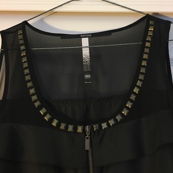 Kensie layered tank with studded zippered front - Picture 2 of 3