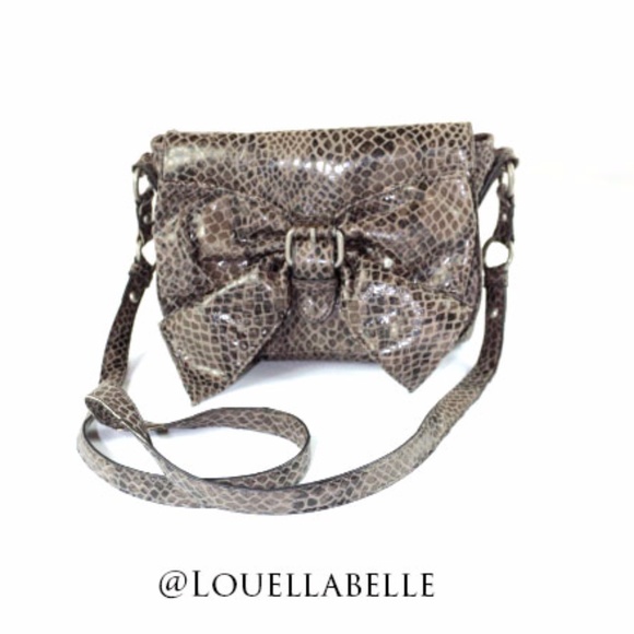 Jessica Simpson Snakeskin Buckle Bow Crossbody Bag - Picture 1 of 5