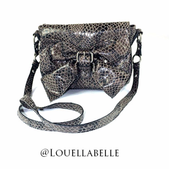 Jessica Simpson Snakeskin Buckle Bow Crossbody Bag - Picture 2 of 5