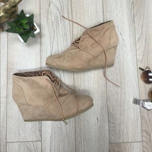 Tan Wedge Booties