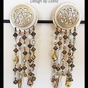 Shoulder Duster-Earrings-Mask-Charm-Gold-Bone