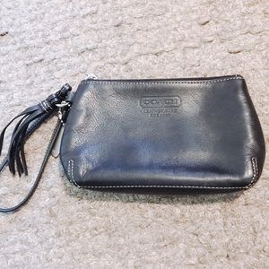 Black leather Coach wristlet