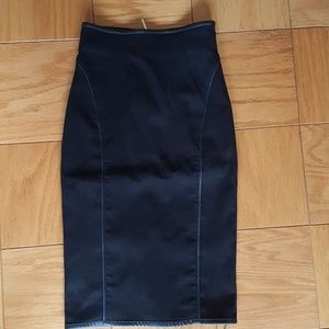 Pencil Skirt with Leather Trimming
