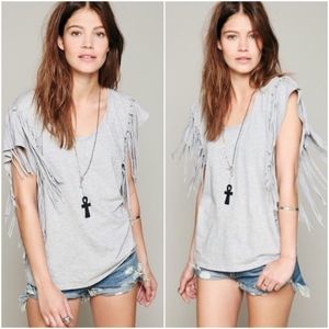Free People Fringe Boho T-shirt