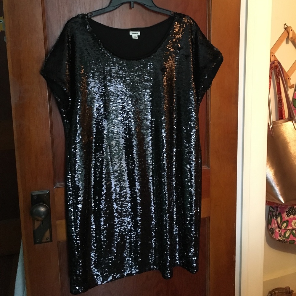 Garage Black Sequin T-shirt Dress