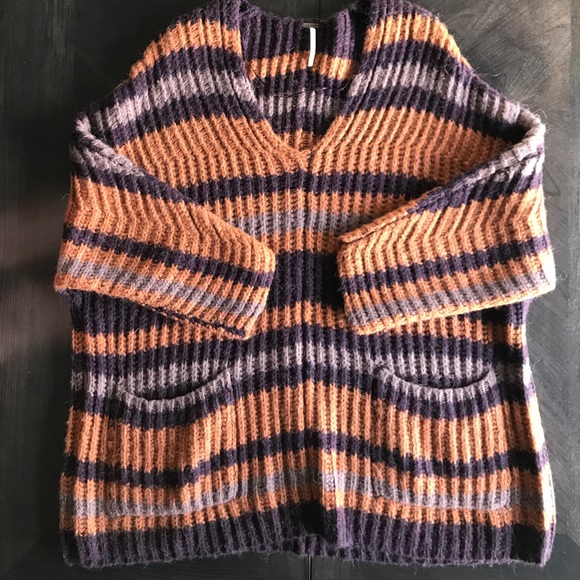 Free People Sweaters - Free People Oversized Orange Burgundy Sweater