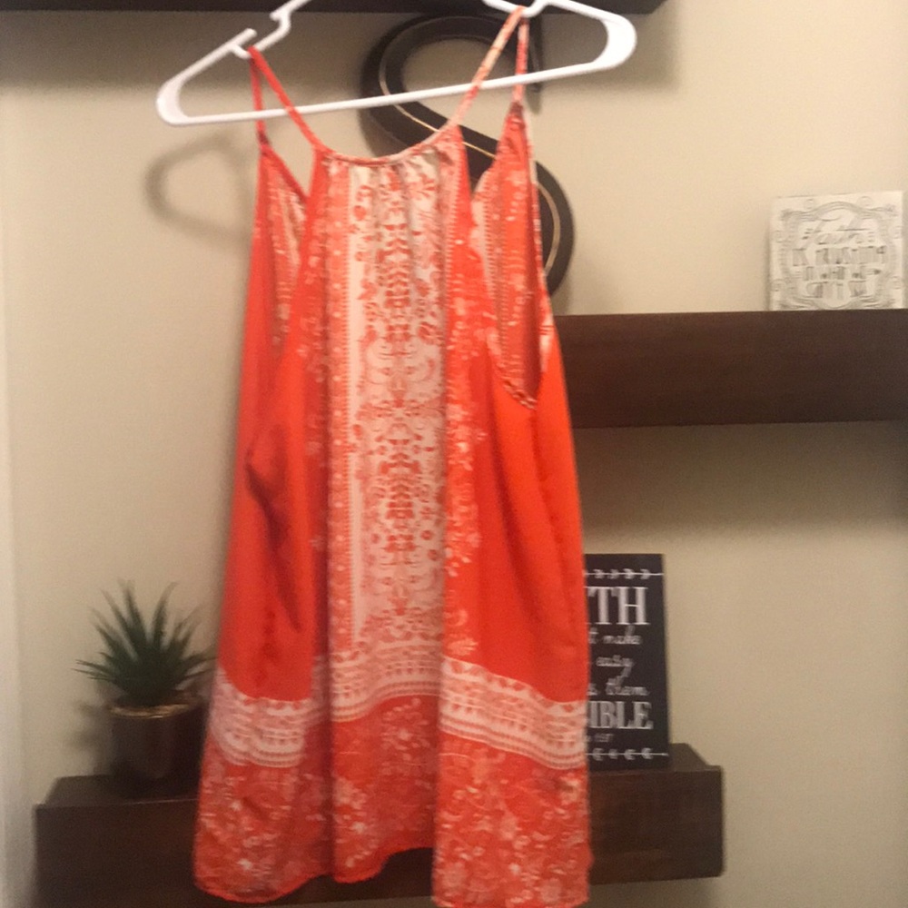 Beige and orange flowing tank top