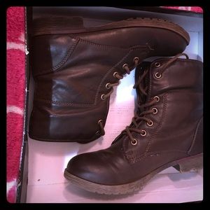 Dark brown combat boots
