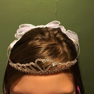 First Holy Communion veil with crystal tiara