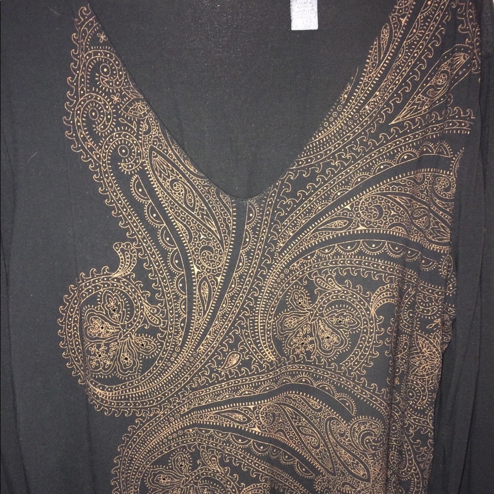Hillard and Hanson-black/gold, rayon/spandex top