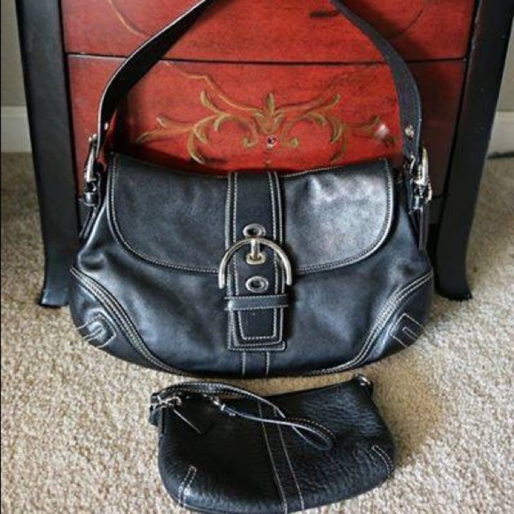 COACH shoulder bag and matching wristlet