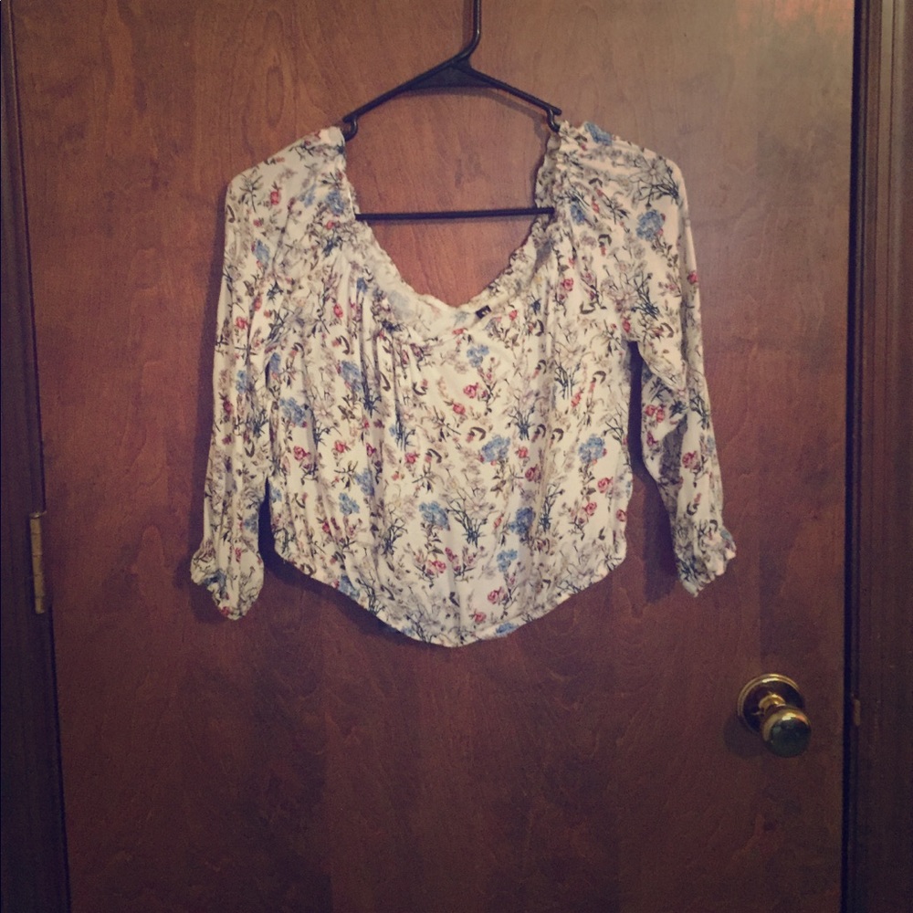 Floral light blue crop top