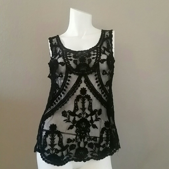 dulcie Tops - Dulcie sheer floral lace like top tank layering m